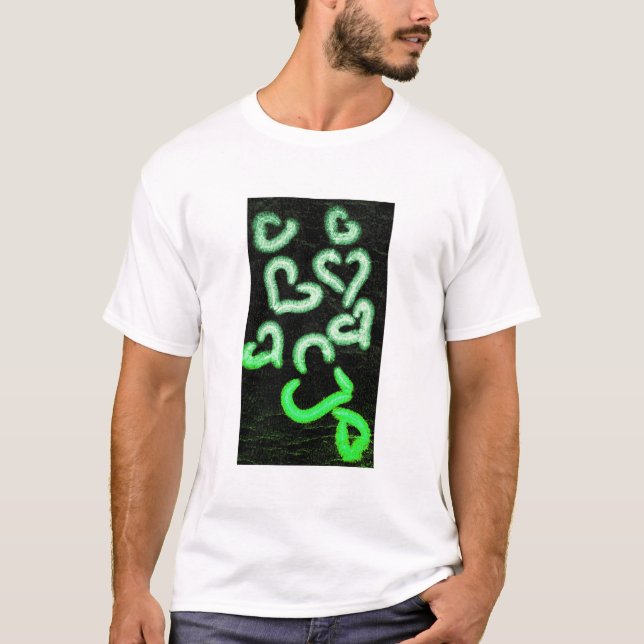 Camiseta Corazones angustiados verdes (Anverso)