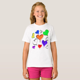 Camiseta Corazones arcoiris divertidos