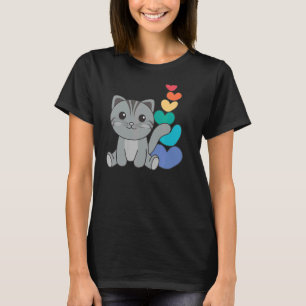 Camiseta Corazones arcoiris Orgullo Lgbtq Cute Animales Cat