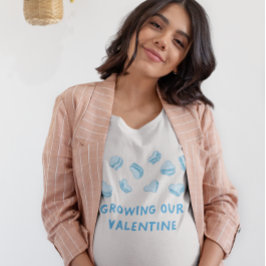 Camiseta Corazones azules de San Valentín preñado