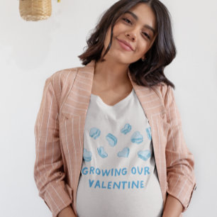 Camiseta Corazones azules de San Valentín preñado