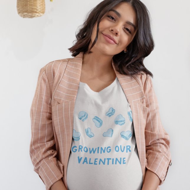 Camiseta Corazones azules de San Valentín preñado (Subido por el creador)