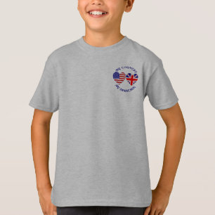 Camiseta Corazones Banderas Reino Unido Estados Unidos Here