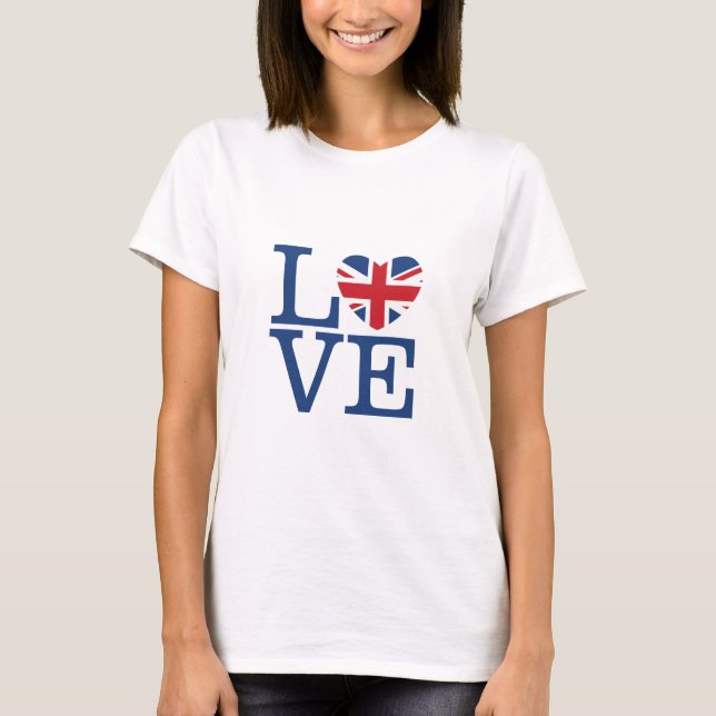 Camiseta Corazones británicos - amor Union Jack (Anverso)