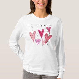Camiseta Corazones colgantes - Rojo y Rosa