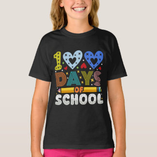 Camiseta Corazones cortos Cien 100 días de lápiz escolar