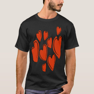 Camiseta Corazones cortos Naranja con garrapatas