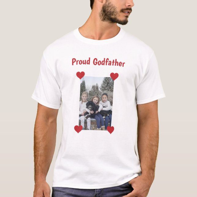 Camiseta Corazones cortos Orgullosos Padrino Amo Foto Verti (Anverso)