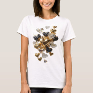 Camiseta Corazones crujientes de plata ORO Y GLAMOUR