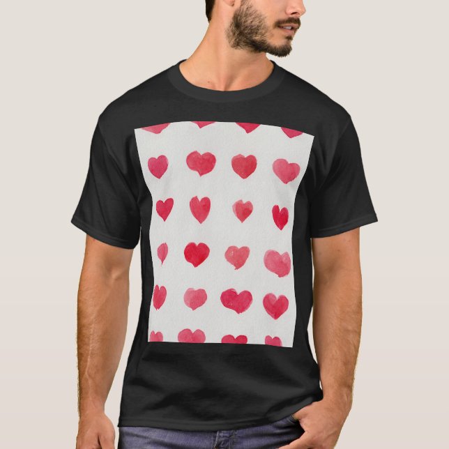 Camiseta Corazones de acuarela sin mar: diseño de patrones  (Anverso)