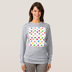 Camiseta Corazones De Amor Coloridos Diseño De Patrón Blanc