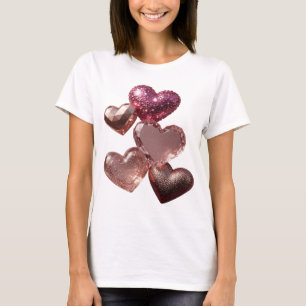 Camiseta Corazones de Amor de Plata Limpia