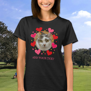Camiseta Corazones de Amor Rojo con Texto de Foto Personali