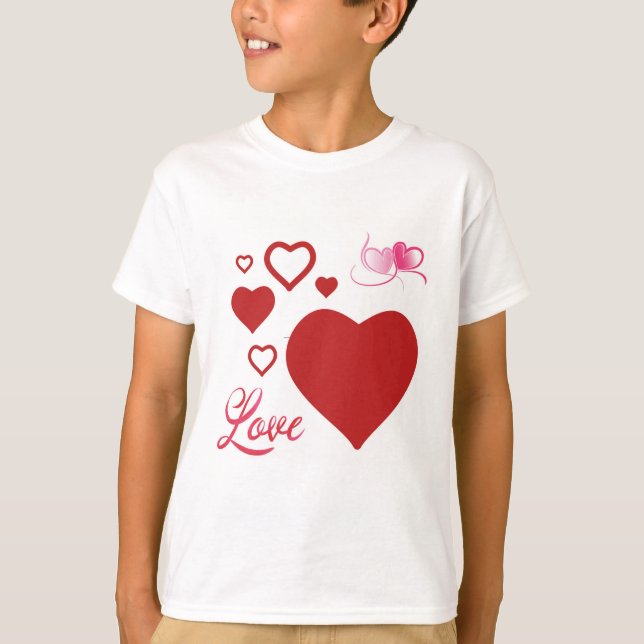 Camiseta "Corazones de amor y San Valentín".  (Anverso)