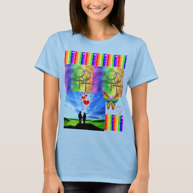 Camiseta corazones de arco iris (Anverso)