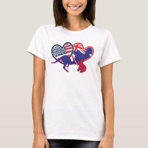 Camiseta Corazones de bandera de Australia y Estados Unidos