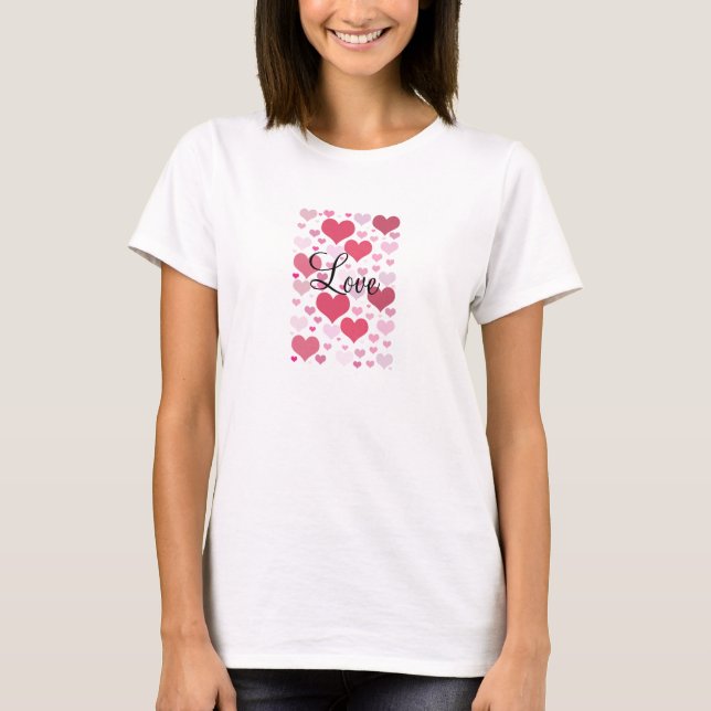 Camiseta Corazones de bonito con un mensaje de amor (Anverso)