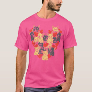 Camiseta Corazones de Bulldoges franceses adorables Día de 