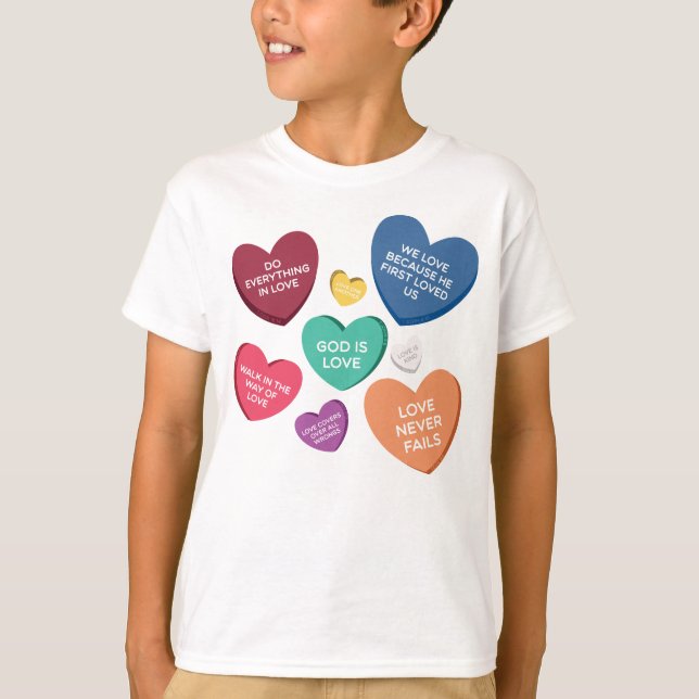 Camiseta Corazones de Caramelo Cristianos (Anverso)