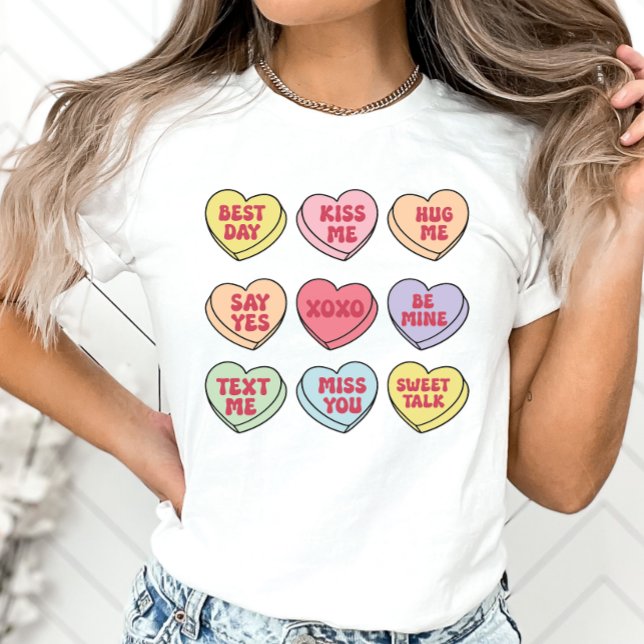 Camiseta Corazones de caramelo de San Valentín, camiseta, c (Subido por el creador)