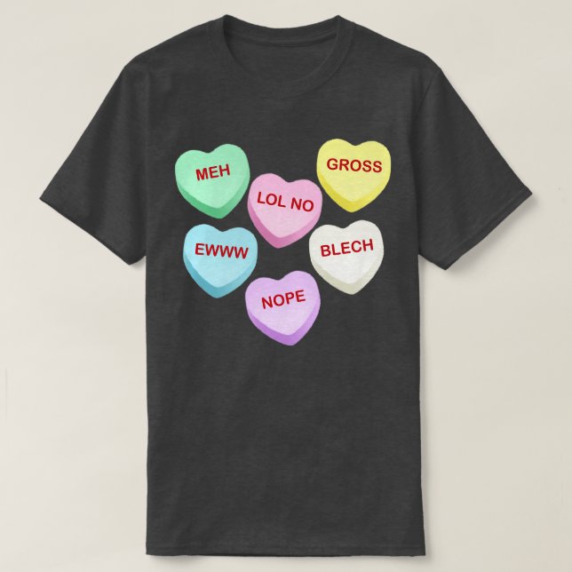 Camiseta Corazones de caramelo descortés (Diseño del anverso)
