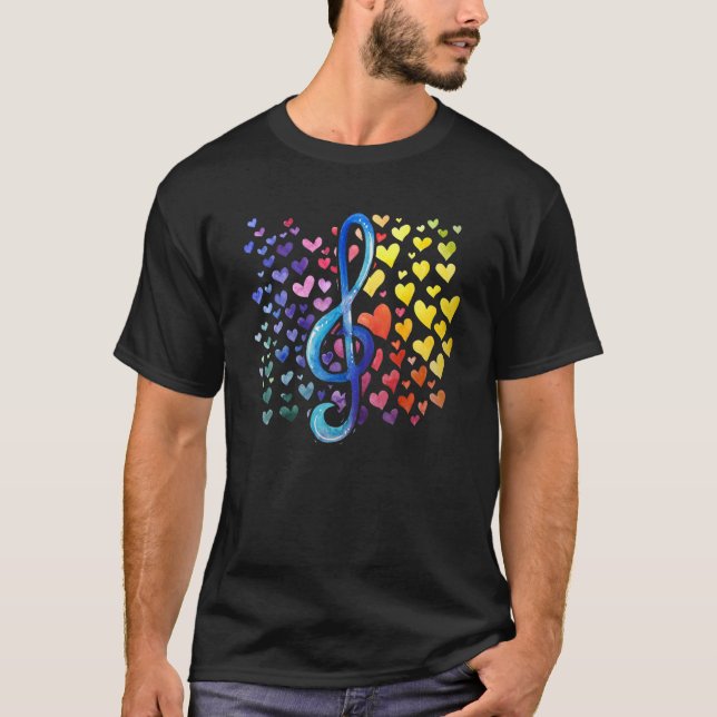 Camiseta Corazones de clase de banda arcoiris (Anverso)