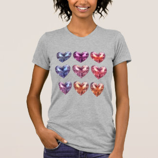 Camiseta Corazones de cristal de piedra preciosa