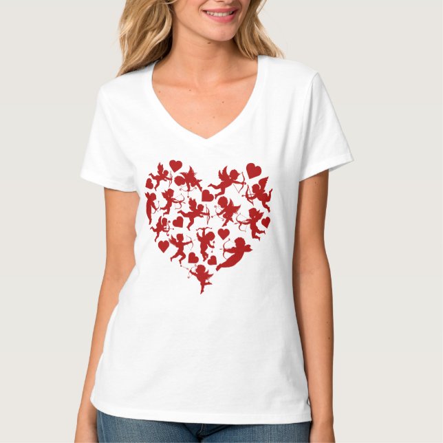 Camiseta Corazones de Cupido Día de San Valentín Romántico (Anverso)