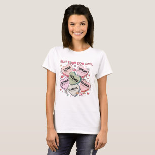 Camiseta Corazones de Dulces de San Valentín Cristianos