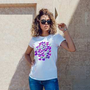 Camiseta Corazones de fusión de acuarela - morado y agua