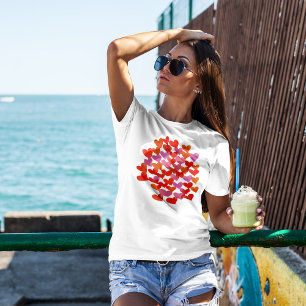 Camiseta Corazones de fusión de acuarela - rosa y naranja