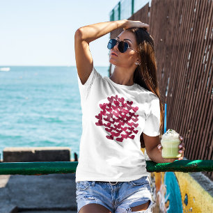 Camiseta Corazones de fusión de acuarela - viva magenta