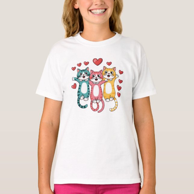 Camiseta Corazones de gatos (Anverso)