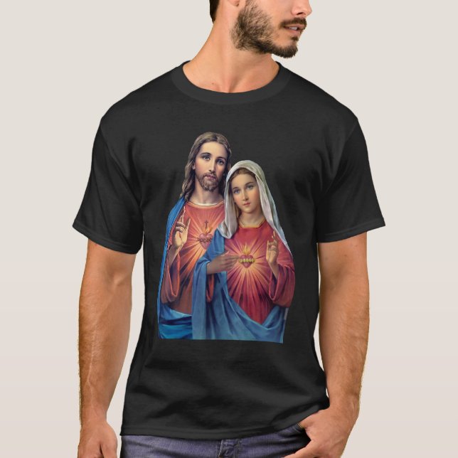 Camiseta Corazones de Jesús y de María muy unidos (gemelos (Anverso)