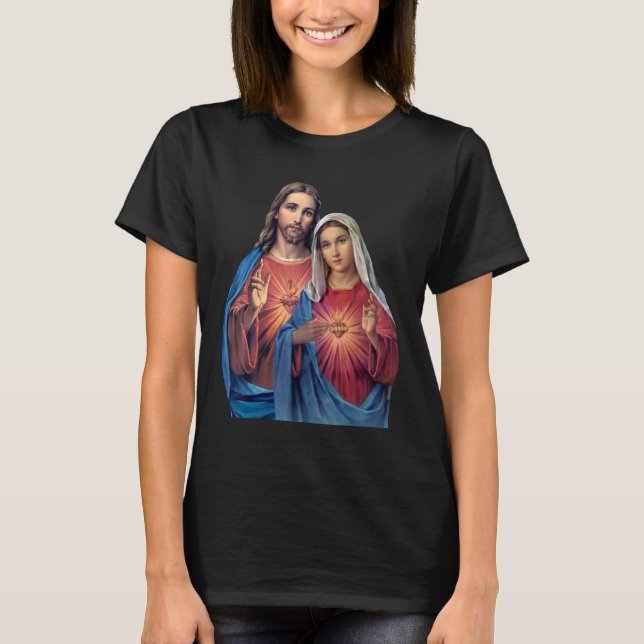 Camiseta Corazones de Jesús y de María muy unidos (gemelos (Anverso)