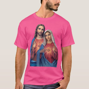 Camiseta Corazones De Jesús Y María Muy Cerca Juntos (Gemel
