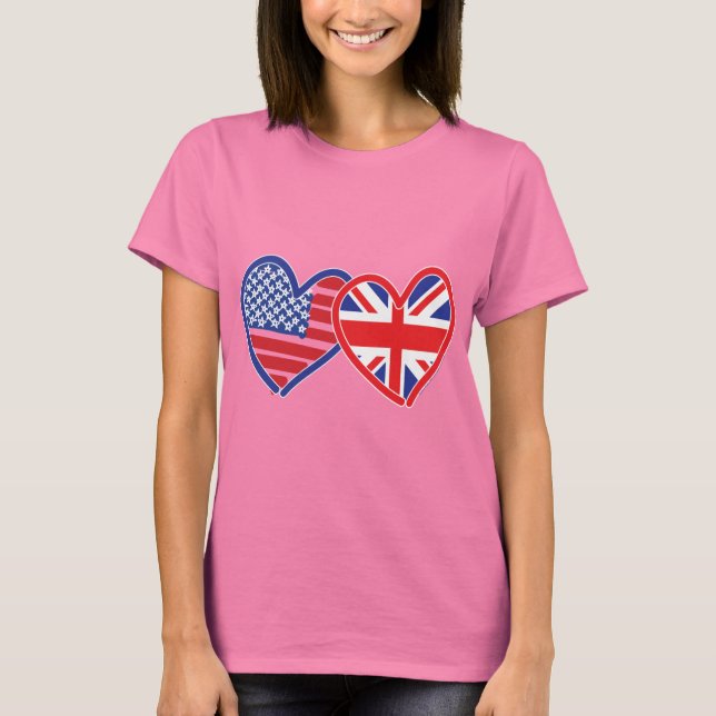 Camiseta Corazones de la bandera estadounidense/bandera de  (Anverso)