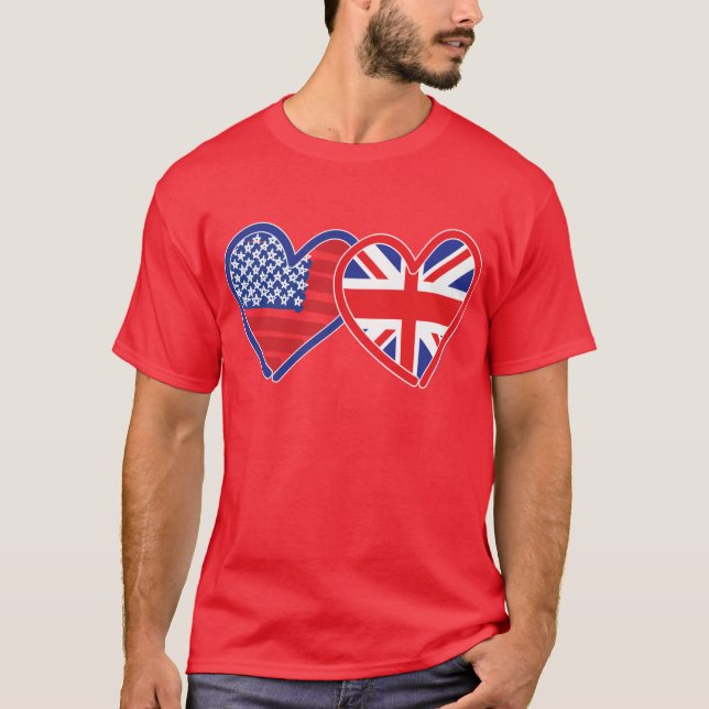 Camiseta Corazones de la bandera estadounidense/bandera de  (Anverso)