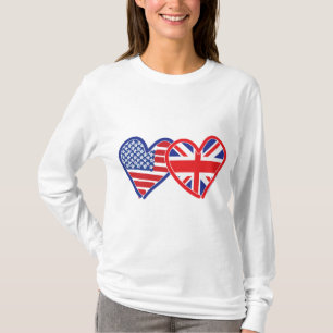 Camiseta Corazones de la bandera estadounidense/bandera de 