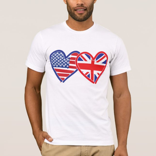 Camiseta Corazones de la bandera estadounidense/bandera de  (Anverso)