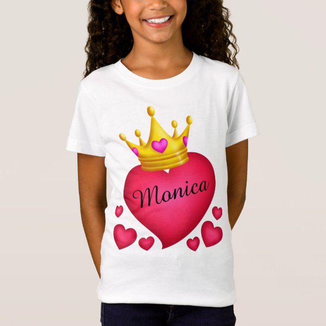 Camiseta Corazones de la corona de la princesa personalizad (Anverso)