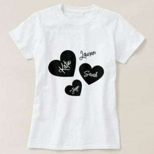 Camiseta Corazones de madres personalizadas en blanco y neg