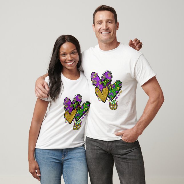 Camiseta Corazones de Mardi Gras (Unisexo)