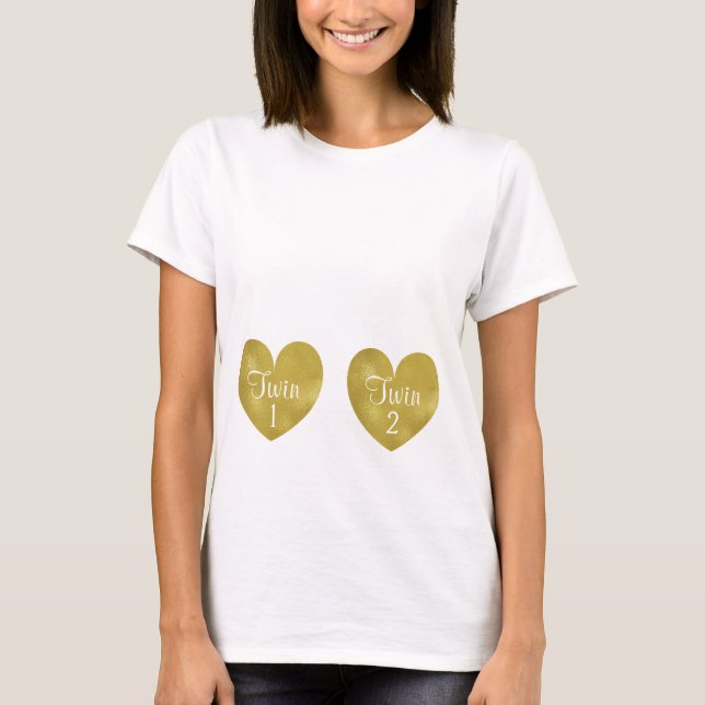Camiseta Corazones de maternidad del Relieve metalizado (Anverso)