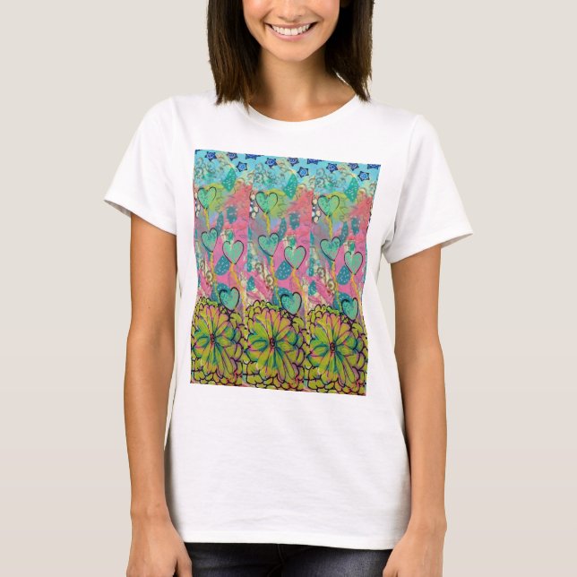 Camiseta Corazones de medios mixtos (Anverso)