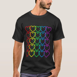 CAMISETA CORAZONES DE NEÓN DEL ARCO IRIS