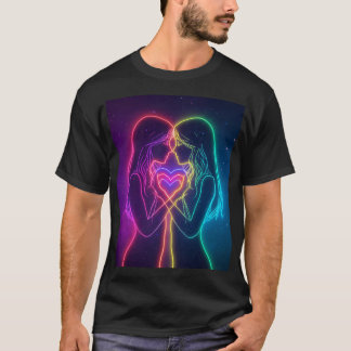 Camiseta Corazones de neón lesbianas