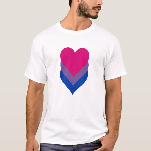 Camiseta Corazones de orgullo de bisexuales T-Shirt (Anverso)