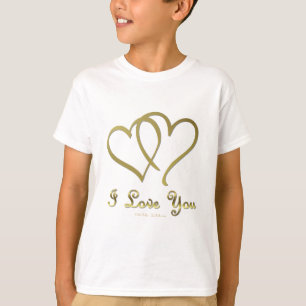 Camiseta Corazones de oro entrelazados te amo