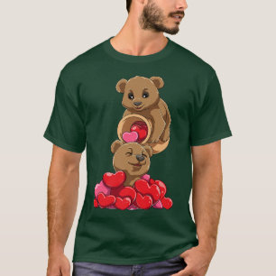Camiseta Corazones de oso cortado sobrepoblados para los am